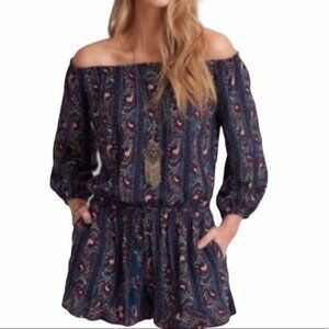 2/$30 American Eagle Paisley Print Boho Off the Shoulder Romper Jumper XS